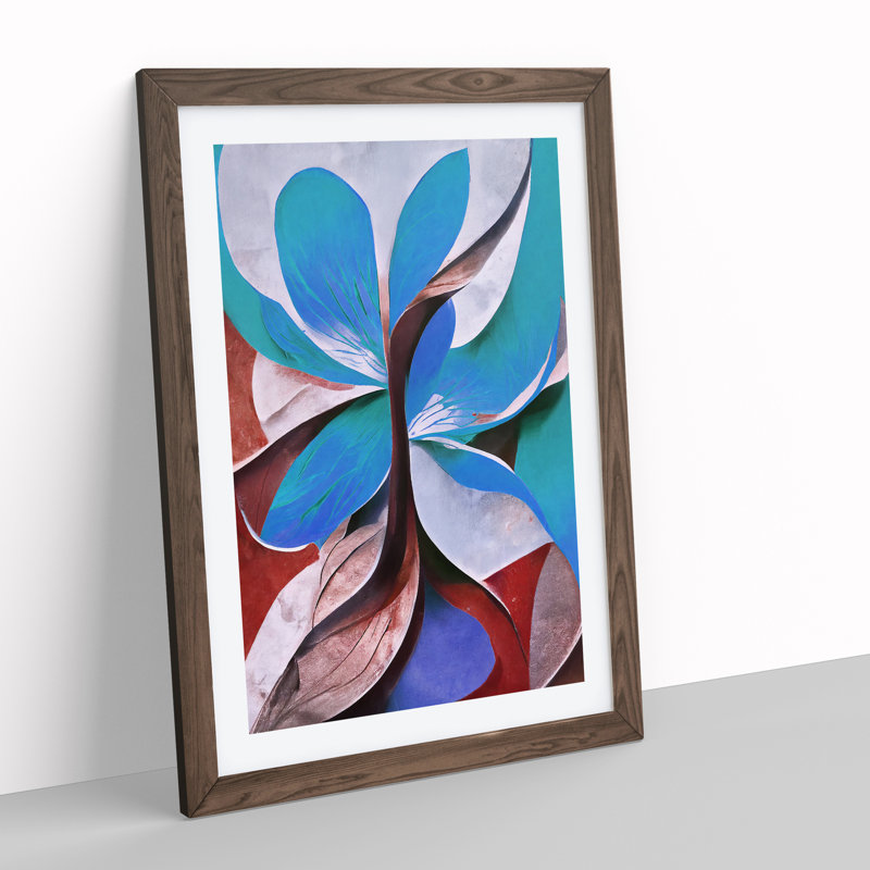 Stunning Abstract Flowers No.1 1 Piece Single Picture Frame Painting, 46cm H x 34cm W x 2cm D, Walnut