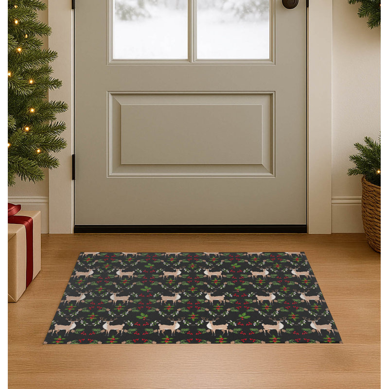 Paillasson Botanical Deer, Gris anthracite, L 60 po x L 84 po