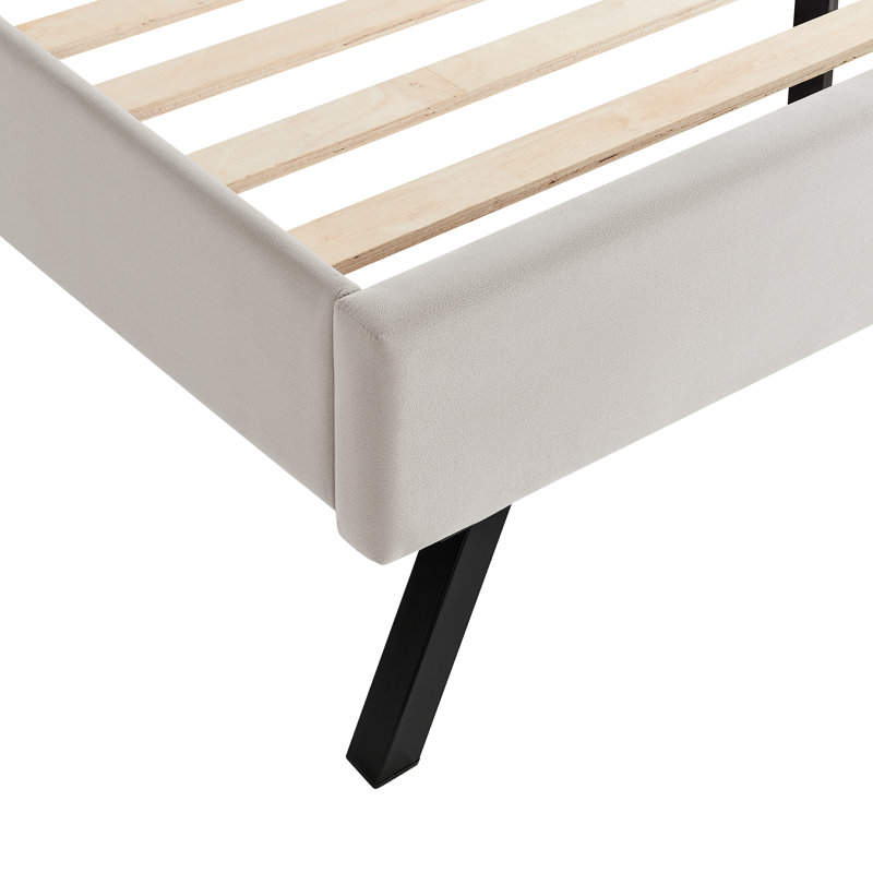 Lit Alma entièrement rembourré avec ports de chargement USB A et USB-C et poches de rangement dans la tête de lit, velours