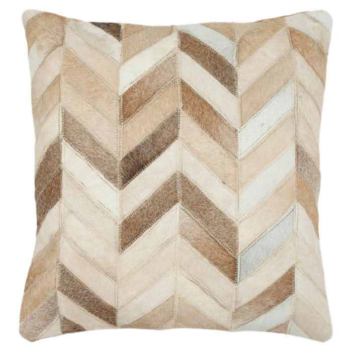 Embroidered Feather Throw Pillow, 18" x 18", Brown
