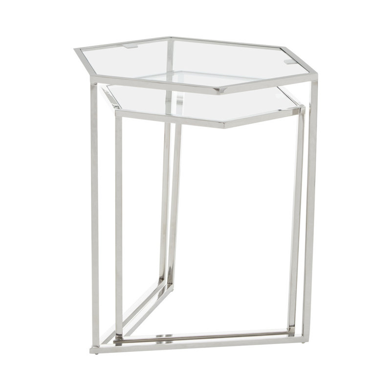 Searle Glass Top Nesting Tables, Silver