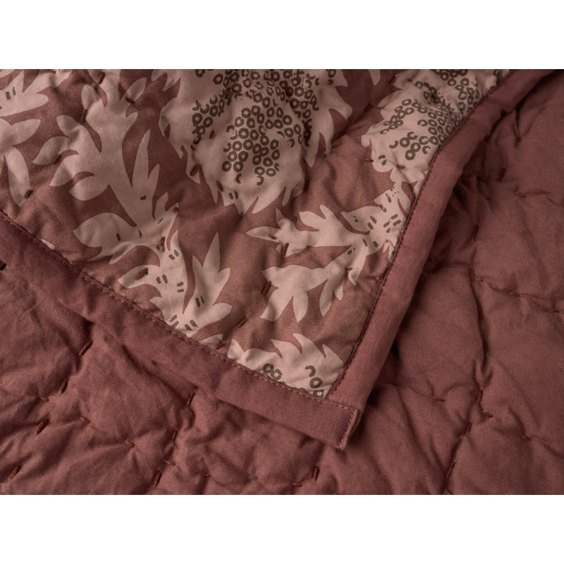 Robles Handstitched Organic 100% Cotton Percale Quilt, King Quilt, Fawn w/Juniper