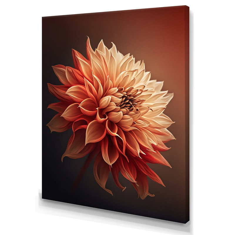 Fleur de dahlia orange III - reproduction sur toile, L 30 po x H 40 po, Toile tendue