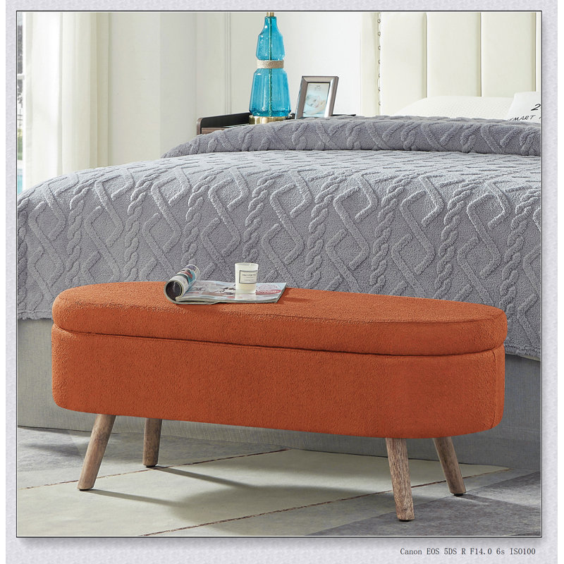Banc de rangement avec repose-pieds ovale Luxury, Orange