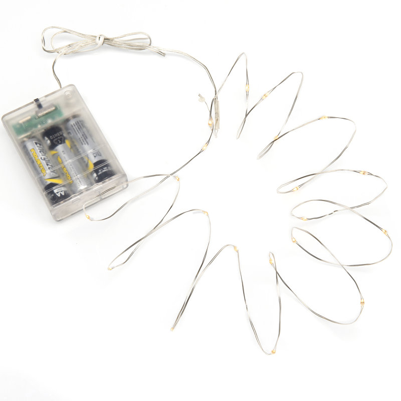 LED Fairy Lights String Light Battery Operated, 3.9m, Warm White, Copper
