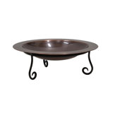 18" Classic  Copper Birdbath with Short Stand