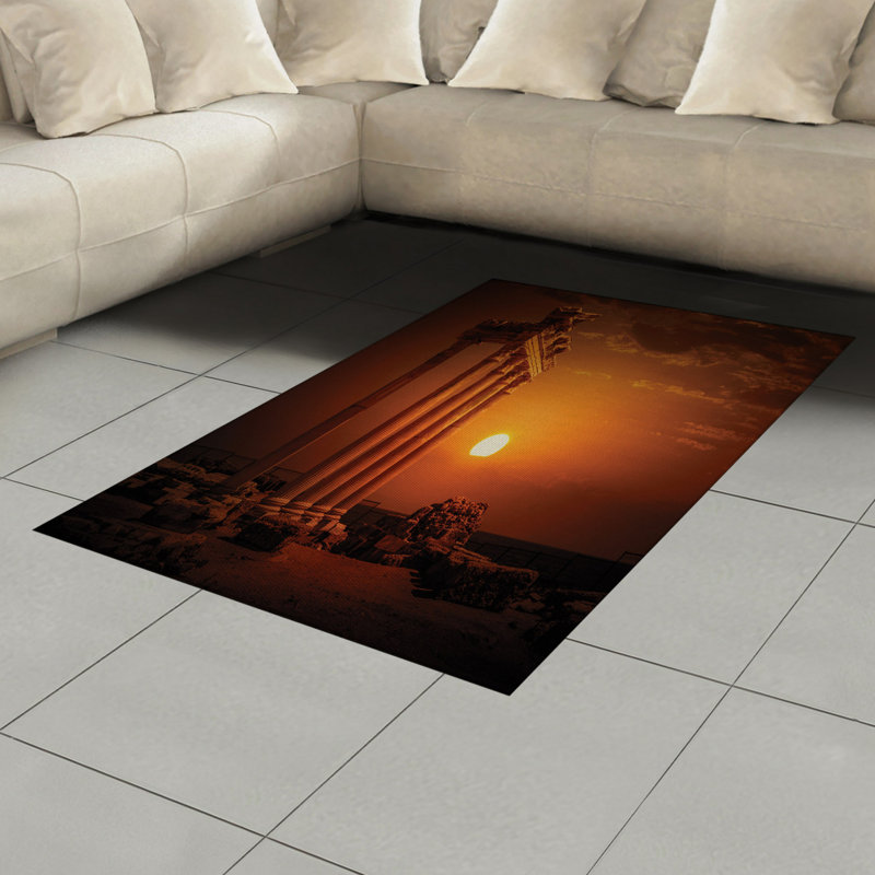 Sun Vintage High Density Long Fiber Poly Threads Decorative Area Rug Carpet, Rectangle 4' x 5'8"