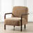 Set of 2 Mid-Century Modern Brown Fabric Thick Armchair With Walnut Rubberwood Frame