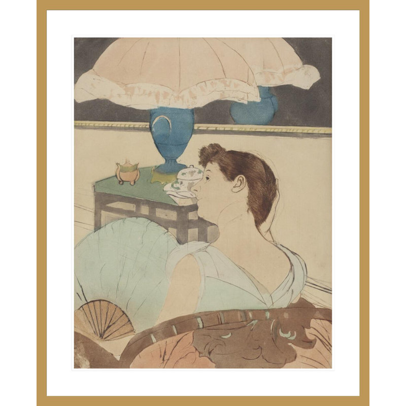 «The Lamp» par Mary Cassatt - estampe numérique encadrée, H 40,83 po x l 33,5 po