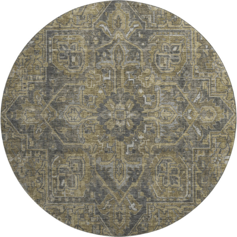 Premium Machine Washable Cerrito AMF571 Chocolate Rug, Round 8'