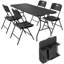 Outsunny Folding Camping Table and Chairs 5 PCs 6ft Picnic Table Set Black