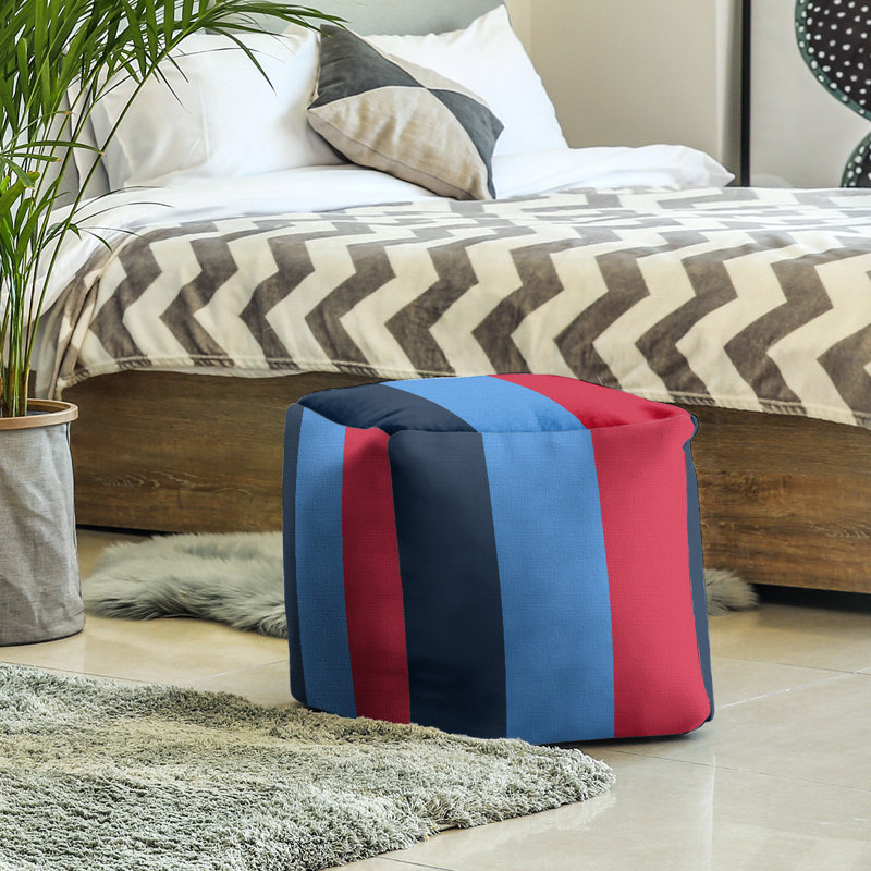 Repose-pieds cubique Tennessee, Bleu marine / rouge / bleu, H 13 po x l 13 po x P 13 po