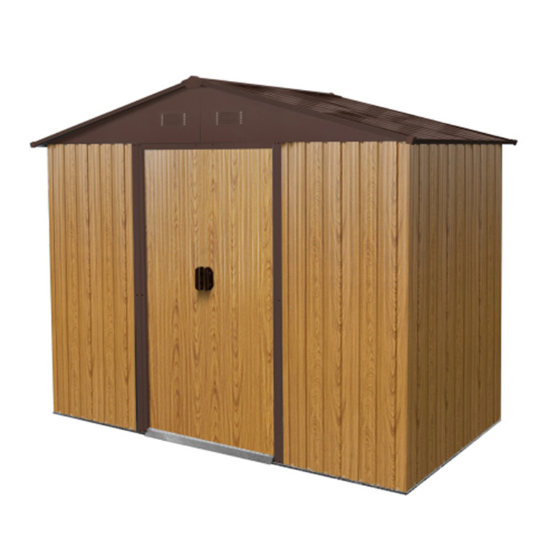 Outdoor Metal Storage Shed with Sliding Door and foundation for Backyard, Patio, Lawn, Coffee