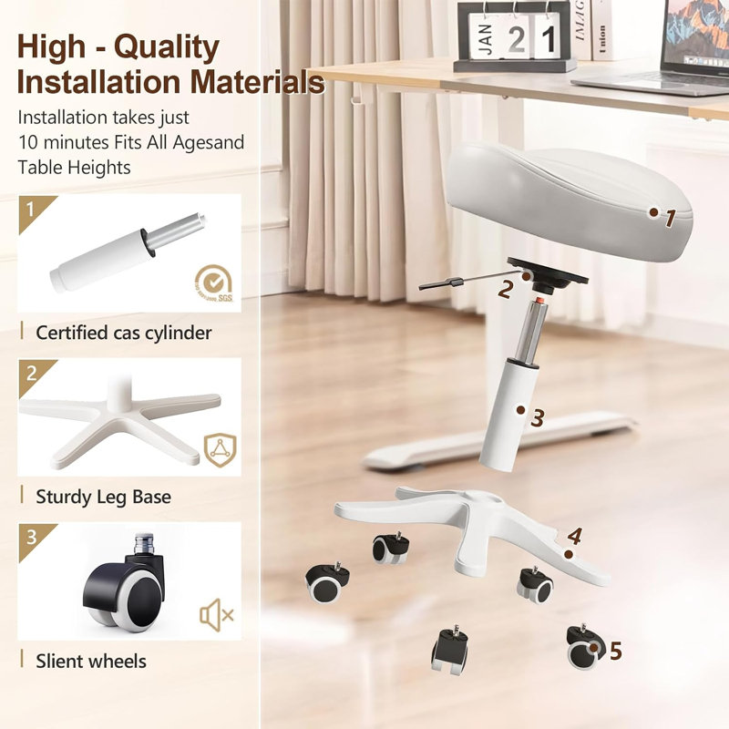 Industrial Stool, White
