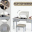 Bureau de coiffeuse en miroir avec tiroirs, ensemble de coiffeuse de chambre à coucher avec miroir et tabouret, coiffeuse rabattable pour chambre à coucher / salle de maquillage, bureau de travail pour femmes, ensemble de mobilier pour fille
