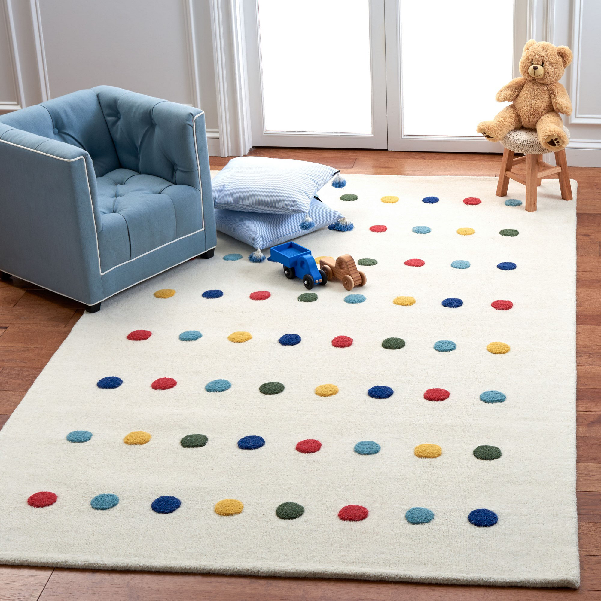 Wrought Studio Iolo Polka Dots Handmade Tufted Ivory Area Rug & Reviews ...