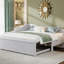 Lit de jour simple en L rembourré beige avec lit gigogne escamotable
