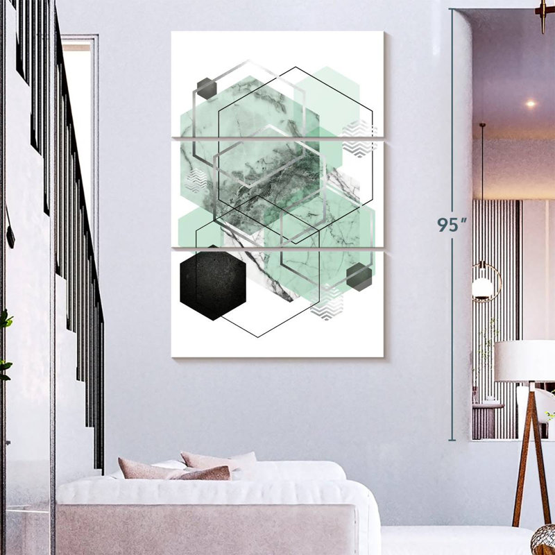 Avery Mint Geometric II, 74" H x 48" W