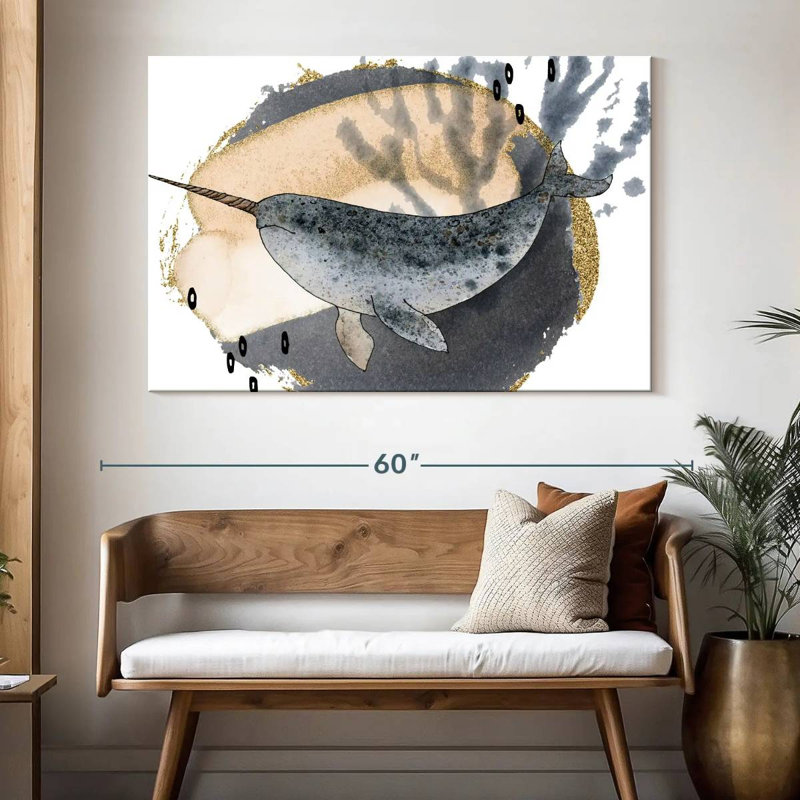 Brampt Boho Style Narwhal, 34" H x 51" W