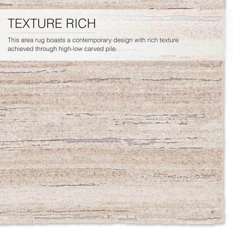 Tapis abstrait brun clair / crème Quanda (3 pi x 10 pi) Quanda, Tapis de couloir : 3 pi x 10 pi