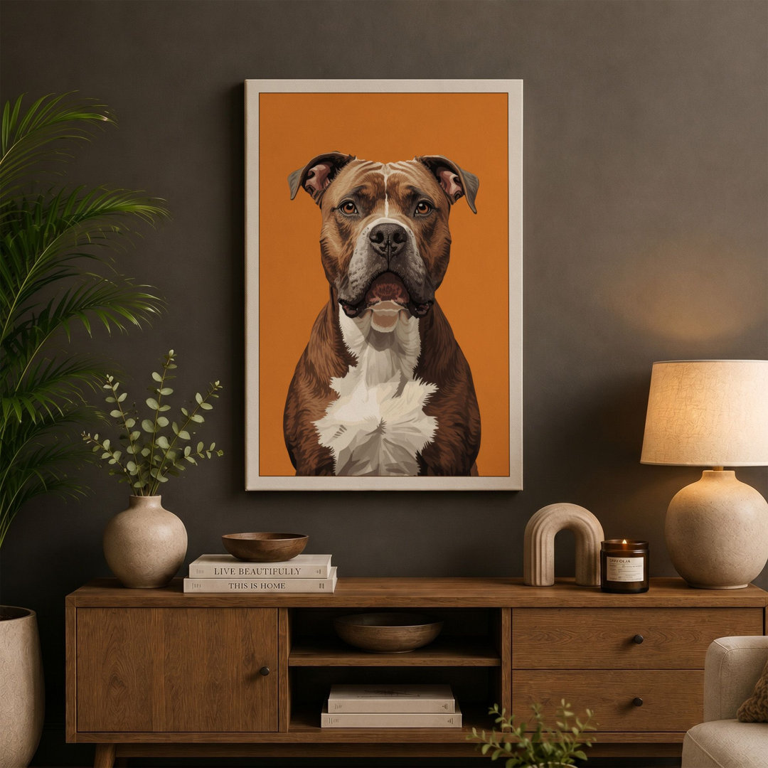 Pit Bull Portrait Modern - Wrapped Canvas