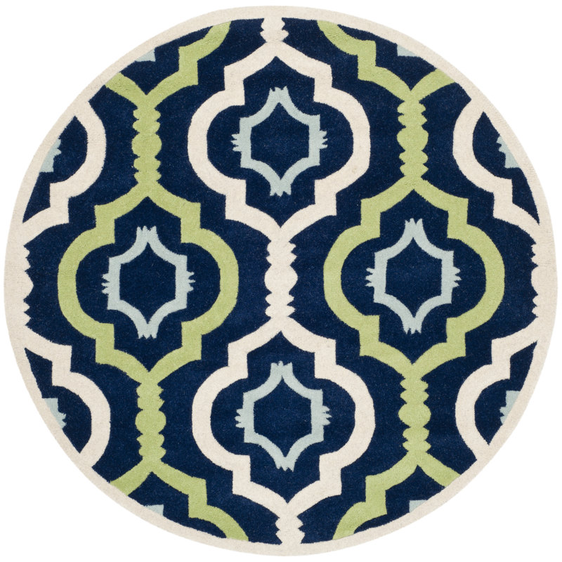 Carolene Hand Tufted Wool Geometric Rug, Round 7'