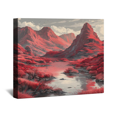 Red Mountain Landscape Canvas Gallery Wrap in Many Sizes