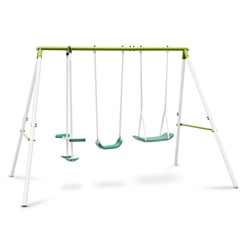 OneConcept Metal Swing Set with 3 Swing(s), Green