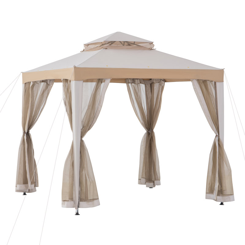 Pavillon de jardin à toit souple Sunjoy, Gris / Kaki, 8 pi x 8 pi
