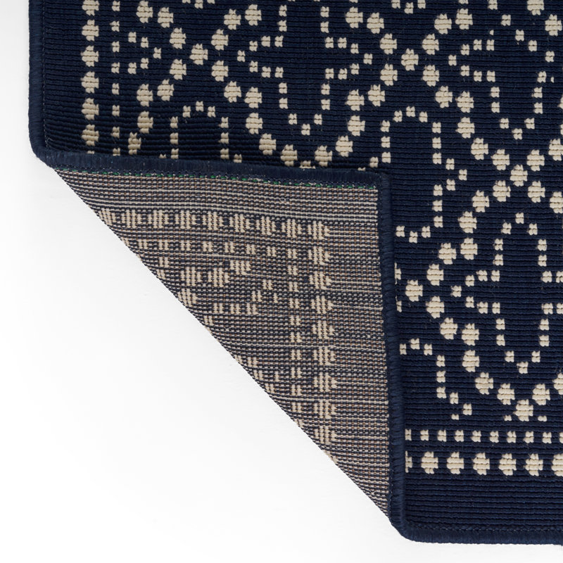 Tapis bleu marine Tarbell Border, Rectangle 5 pi 3 po x 7 pi