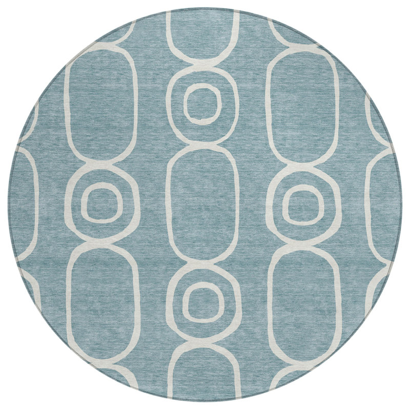 Machine Washable Indoor/Outdoor Chantille ACN2344 Geometric Rug, Round 8'