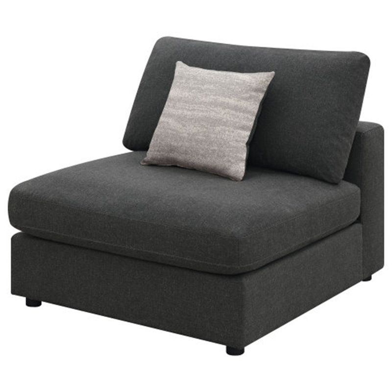 Chaise rembourrée sans accoudoirs avec coussins Duncan, Gris anthracite