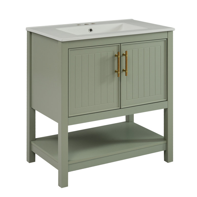 Meuble-lavabo simple 30 po avec comptoir en céramique Tamikah, Vert