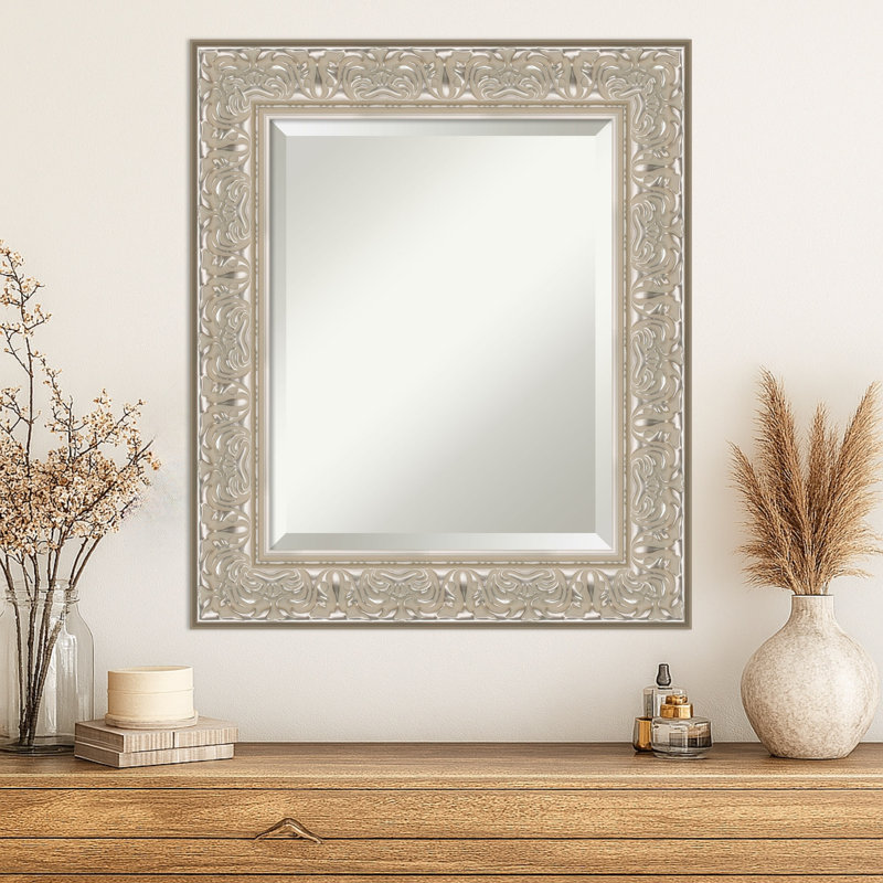 Miroir mural Luxe, 26,75 po x 22,75 po, Crème argent