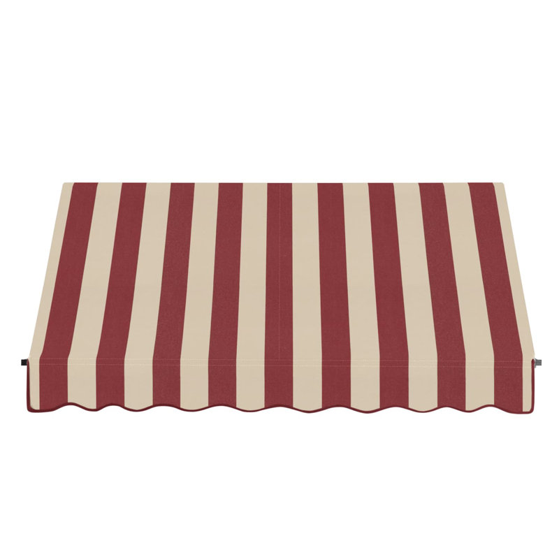 Awntech Santa Fe Acrylic Fabric Fixed Awning with Iron Rope Arms, Burgundy/Tan Stripe, 44" H x 88.5" W x 36" D