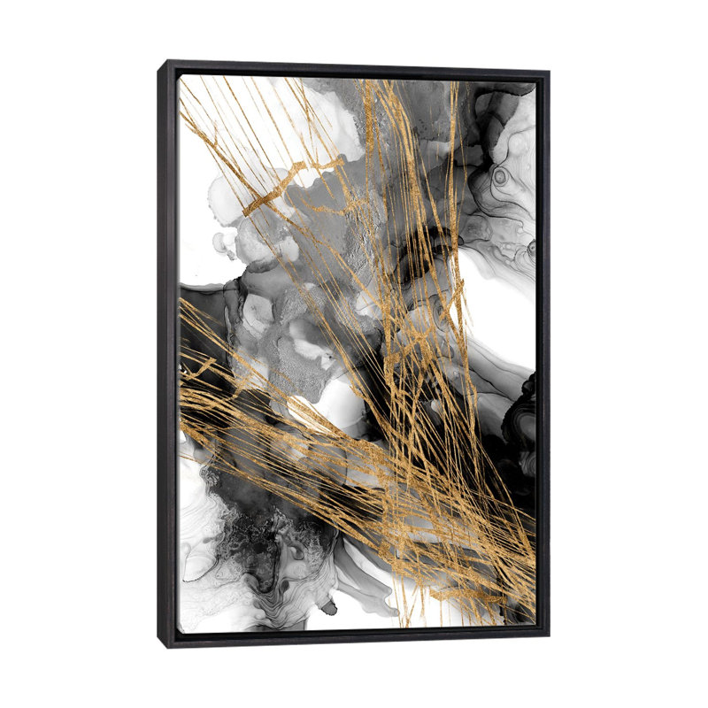 « Sangles II » par Jennifer Goldberger-impression, H 40 po x l 26 po x P 1,5 po, Toile avec cadre noir patiné