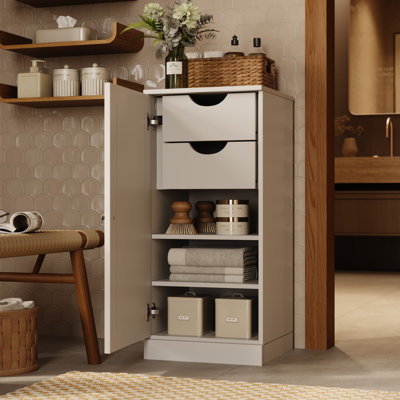Armoire de rangement 100% bois massif, porte Shaker, 2 tiroirs, tablettes réglables, 16,5 po de largeur, 35,75 po de hauteur