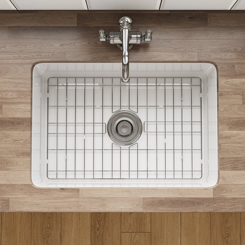 White Fireclay 27 in. Single Bowl Farmhouse Drop-in Sink