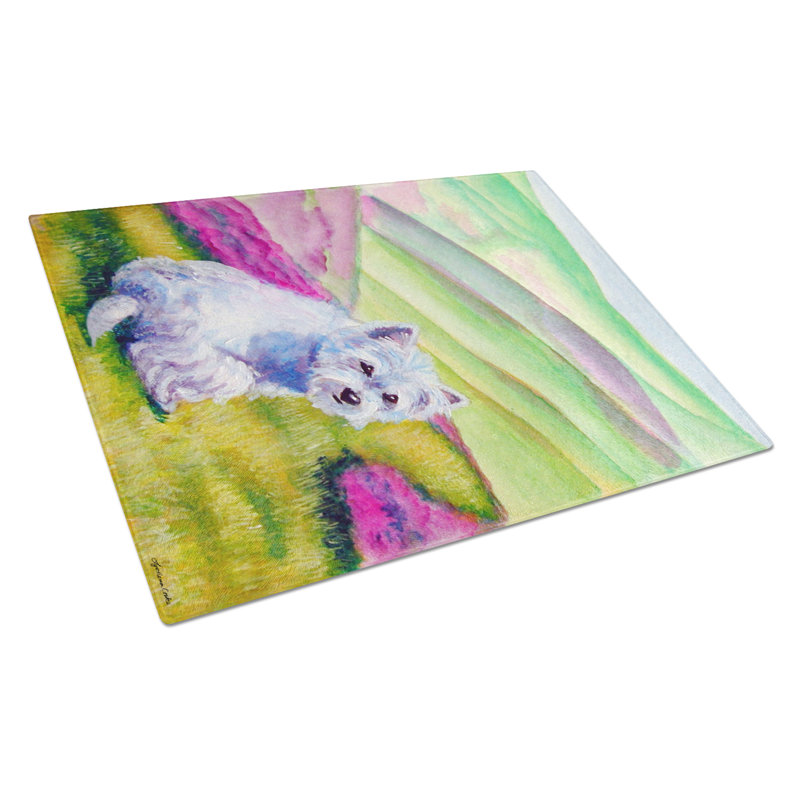 Planche à découper longue circulation en verre trempé westie