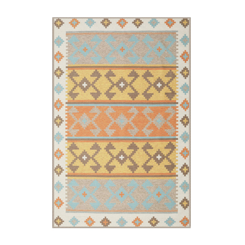 Tapis jaune / brun / gris, Rectangle 2 pi x 4 pi