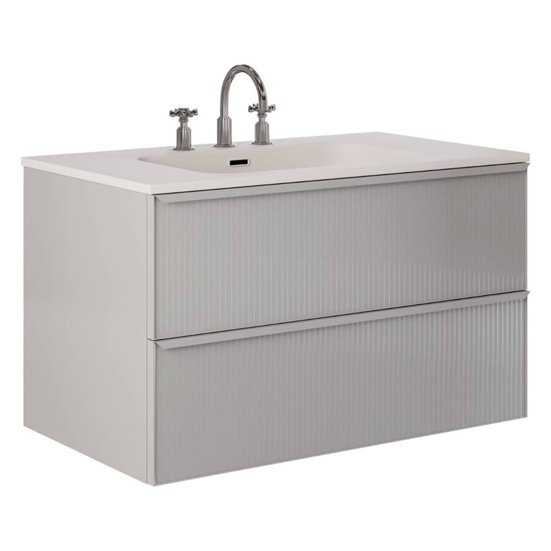 Astor 42" Single Vanity With Integrated White Solid Surfacetop, 36", Pearl