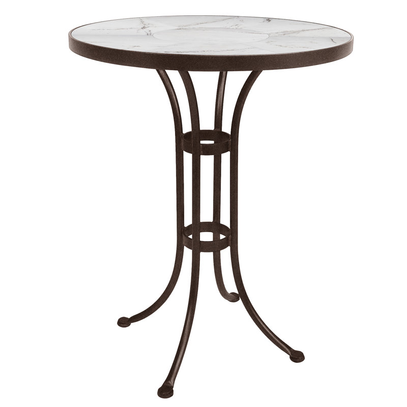 Outdoor Round Counter Table, Copper Creek, 30" W x 30" L x 38.5" H, Pallazo White