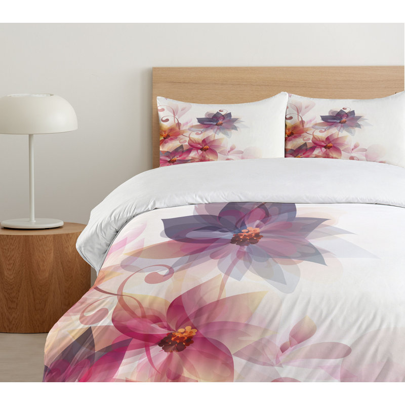 Abstract Traditional Polyester Floral Duvet Cover, Queen