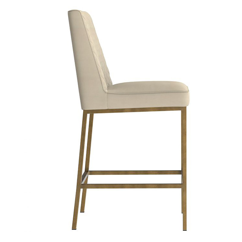 5West Upholstered Stool with Metal Frame, Gray, Counter Stool (26" Seat Height)