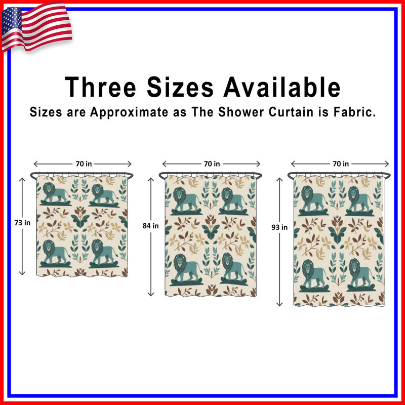 Lion Leaf Pattern Shower Curtains Extra Long, L 70 po x H 93 po