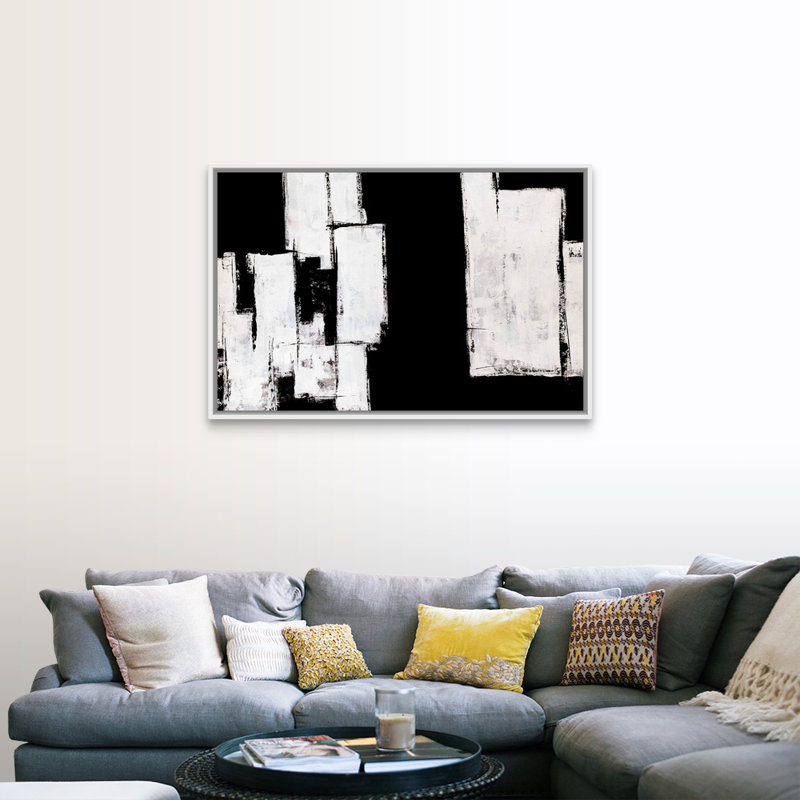 « Break Down » par Brent Abe-impression d’art graphique sur toile, Cadre flottant blanc, H 34 po x l 50 po x P 1,75 po
