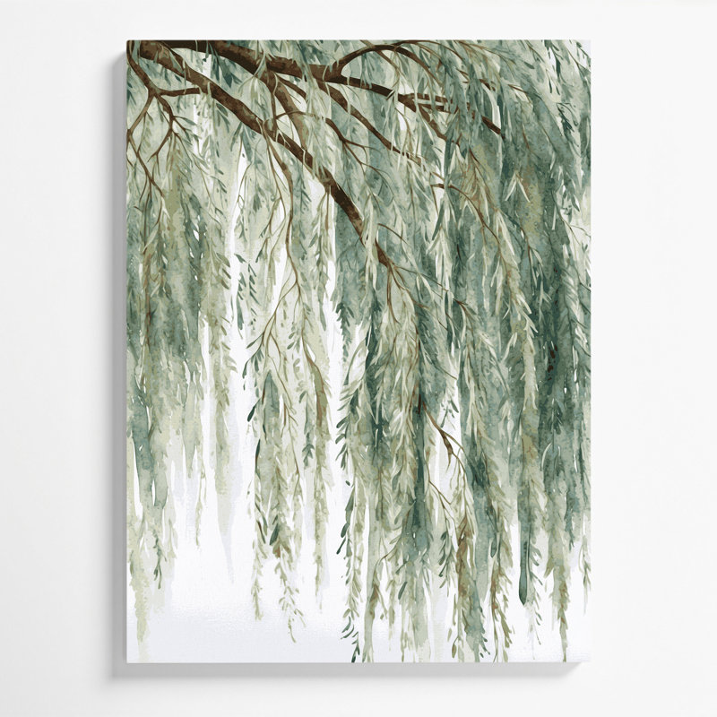 "Watercolor Botanical 86", art mural sur toile verte, H 16 po x l 20 po