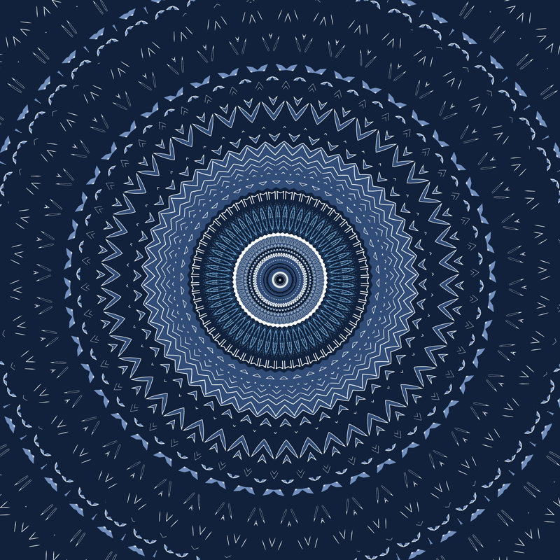 Mandala bleu bohémien, H 12 po x l 12 po