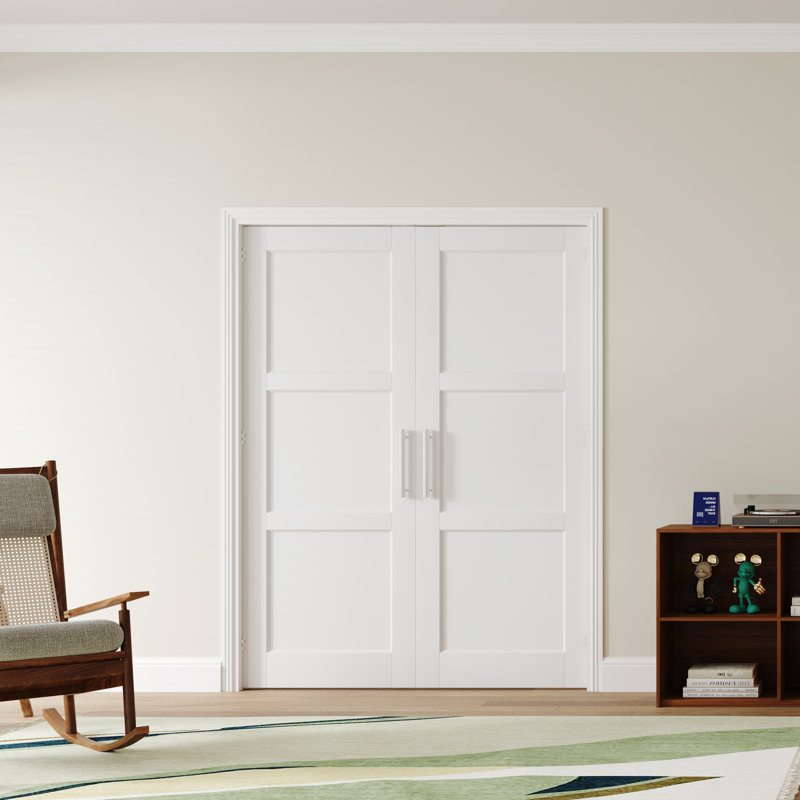 Intérieur de la porte de garde-robe moderne en bois manufacturé avec portes et poignées réglables, 48 po x 80 po