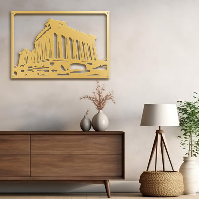 Classic Parthenon Greek Architecture Modern Abstract Wall Accent Sculpture Hanging Decoration Metal Wall Decor